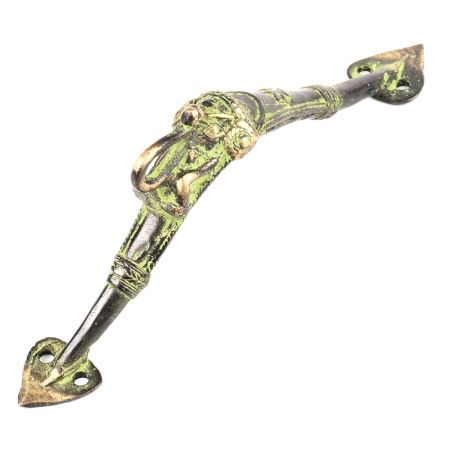 Bronze Door Handle with Elephant Face and Patina
