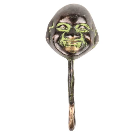 Brass Laughing Buddha Hooks with Patina