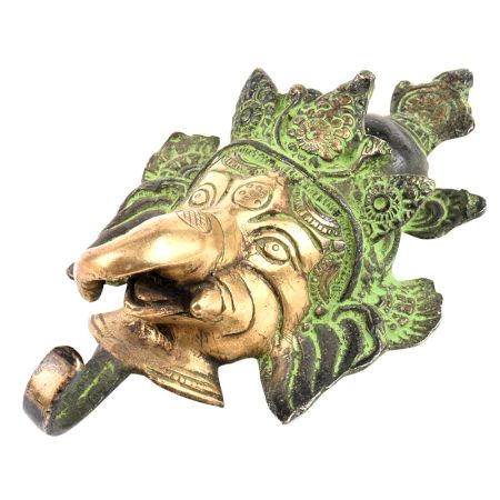 Brass Patina Ganesha Face Wall Hooks