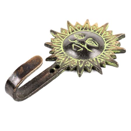 Bronze Patina Sun Face Wall Hooks