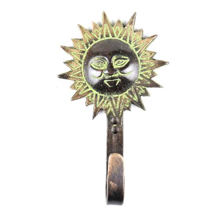 Bronze Patina Sun Face Wall Hooks