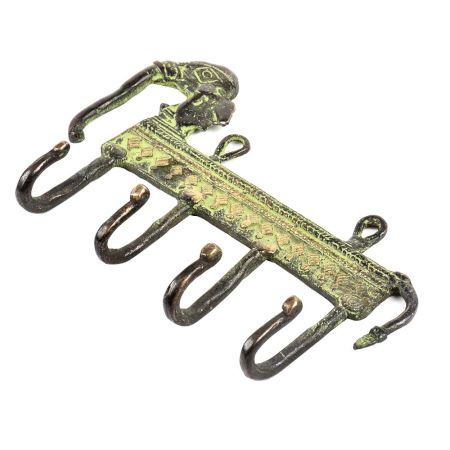 Bronze Tribal Elephant Four Wall Hooks