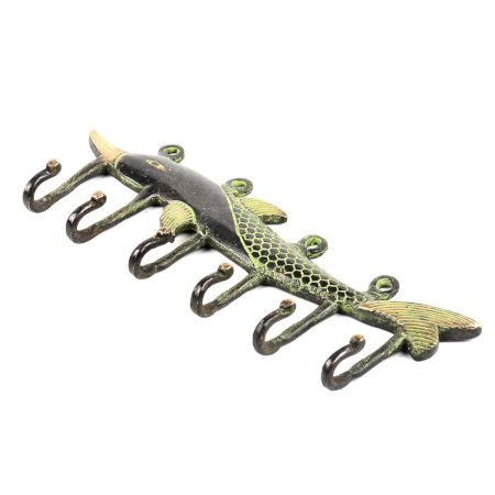 Brass Vintage Dolphin Six Wall Hooks