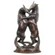 Two Horses Fighting Bronze Statue