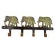 Elephant Design 4 Brass Hooks