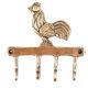 Bronze Rooster with Four Wall Hooks