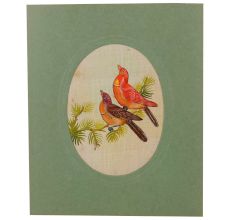 Water Color Fabric Love Birds Painting