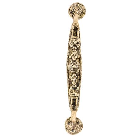Brass Dual Side Tribal Figure Door Handle