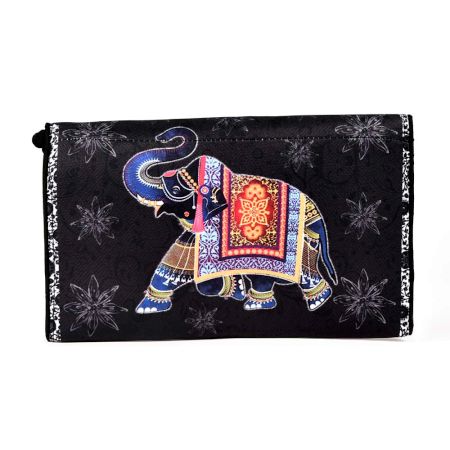 Black Handpainted Elephant Shoulder Bag