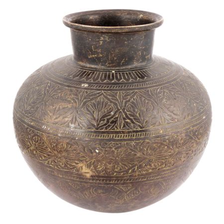 Vintage Hand Carved Design Brass Water Pot Lota
