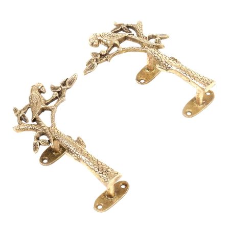India Parrot Brass Door Handle - Set of 2