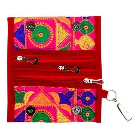 Pink embroidered Purse Patch Embroidered Purse