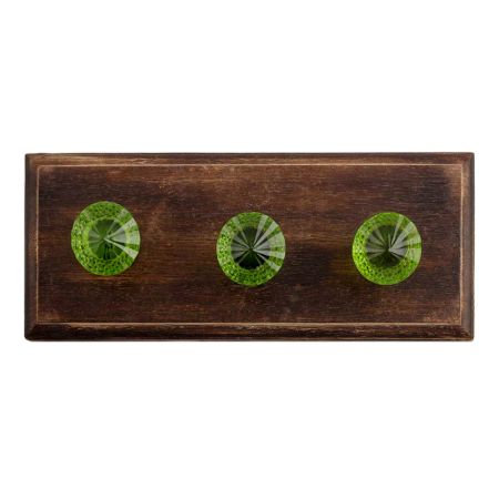 Olive Green Glass Wooden Hooks