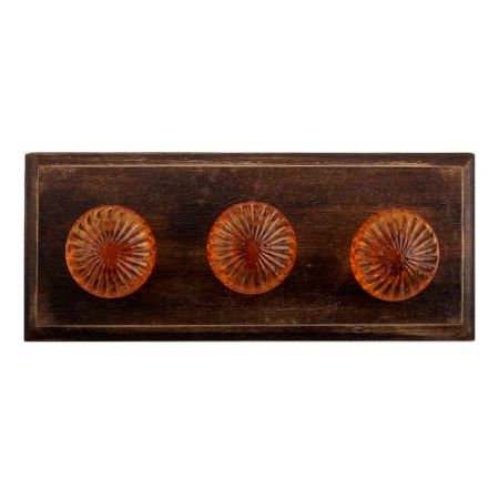 Amber Glass Wooden Hooks