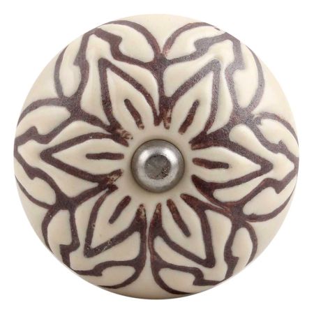 Cream Amarylis Floral Etched Ceramic Wine Stopper