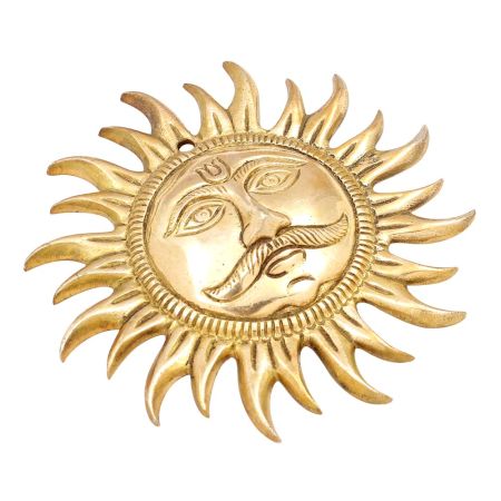 Golden Brass Wall Hanging Sun Face