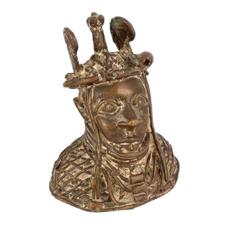 Tribal Art Benin Bronze Bust Oba of Benin