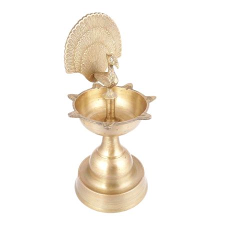 Brass Peacock Oil Lamp with Peacock Inside Circle