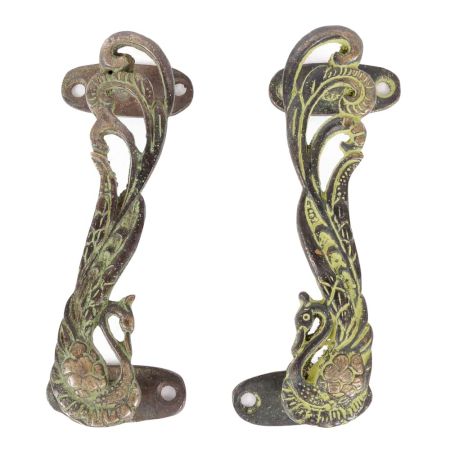 Decorative Peacock Door Handle (In Pair)