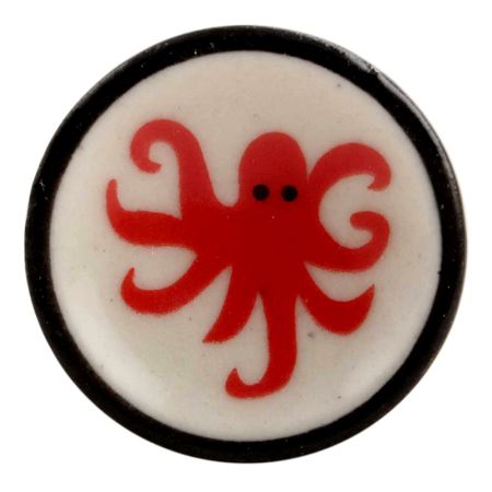 Red Octopus Ceramic Furniture Knob