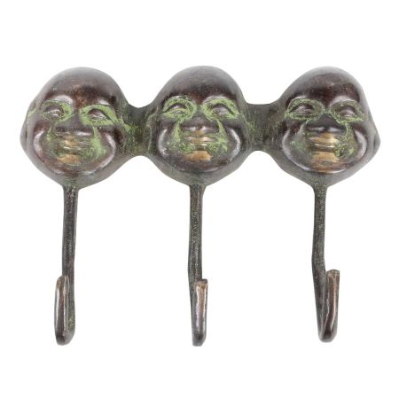 Laughing Buddha Double Cloth Three Hooks Hanger
