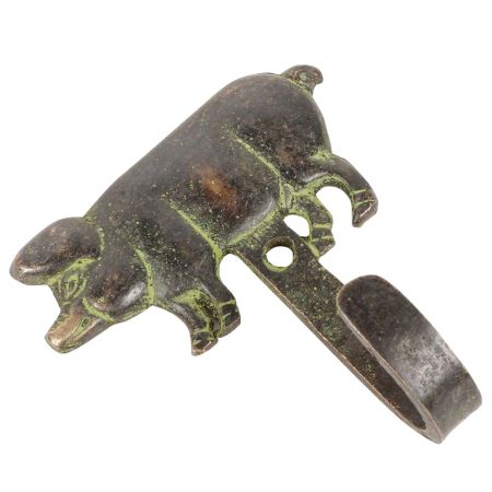 Solid Brass Pig Wall Hooks with Patina