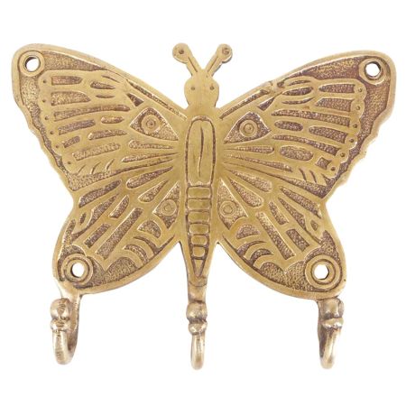 Vintage Style Brass Butterfly Wall Hooks