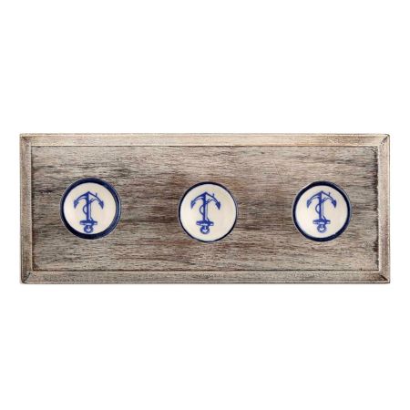 Anchor Flat Ceramic Wooden Hooks