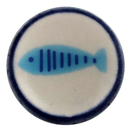 Turquoise Fish Flat Ceramic Wine Stopper