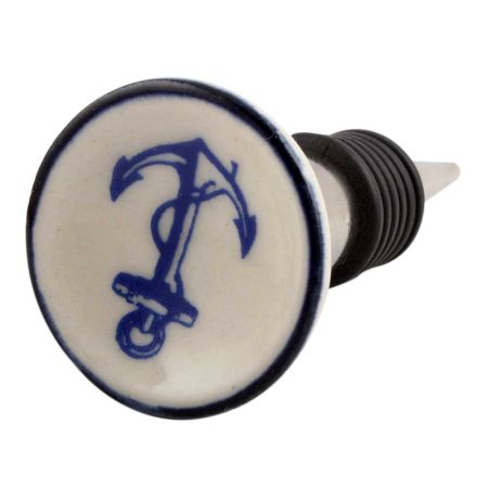 Anchor Blue Flat Ceramic Wine Stopper