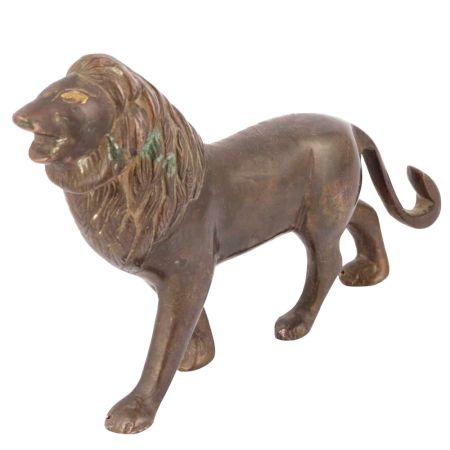 Handcrafted Standing Lion Brass Statue