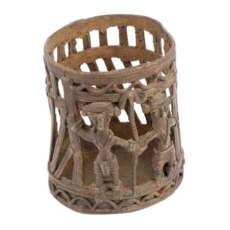 Brass Tribal Design Rustic Metal Candle Holder