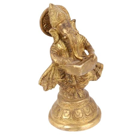 Brass Statue Standing Playing Musical Set Statue