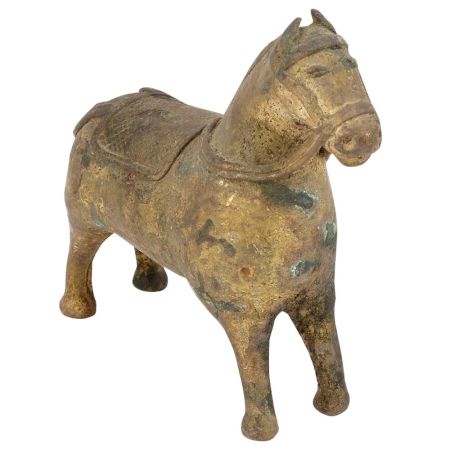Brass Hand Carved Standing Horse Statue
