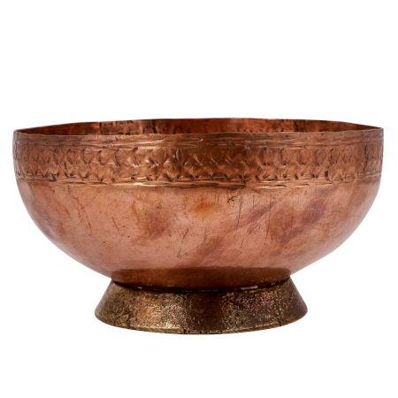 Engraved Old Copper Bowl