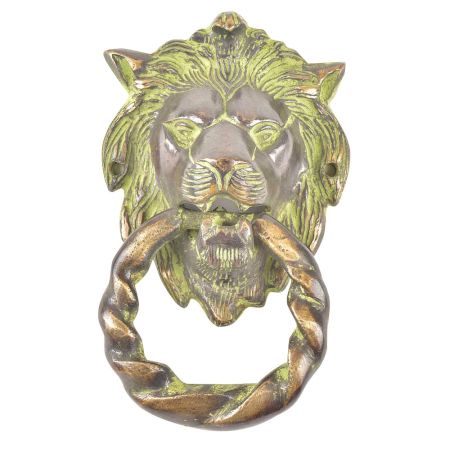 Lion Head Brass Painted Patina Towel Ring/Door Knocker