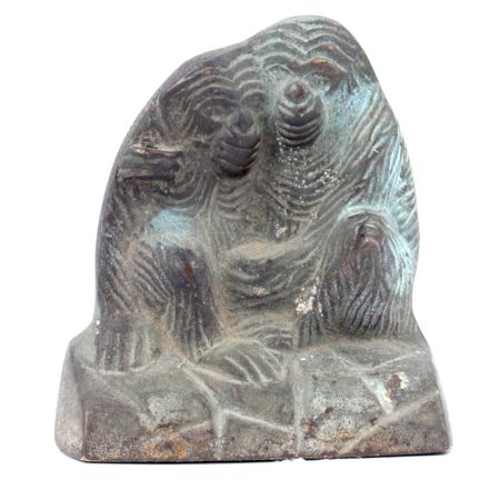 Rustic Monkey Couple Handmade Brass Statue