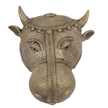 Brass Ox Head Bull Statue