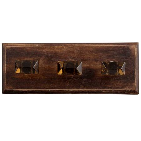 Smoke Prism Shape Glass Wooden Hooks