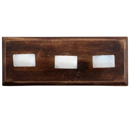 Milky White Prism Shape Glass Wooden Hooks
