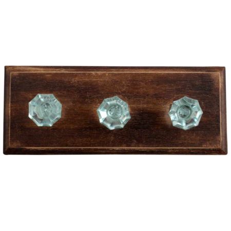 Water Octagon Shape Glass Wooden Hooks