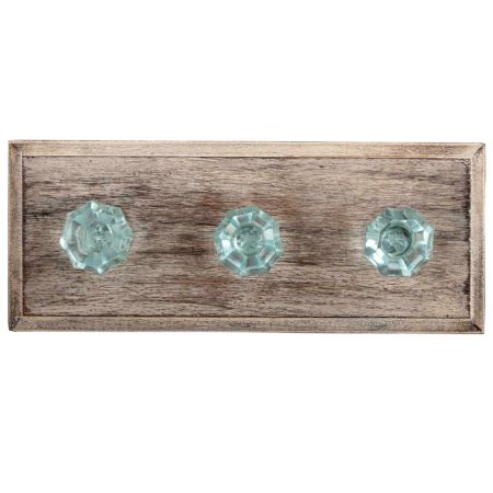 Water Octagon Shape Glass Wooden Hooks