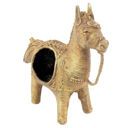 Handmade Dhokra Brass Horse Napkin Holder