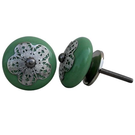 Pea Green Strewn Flat Knob