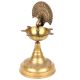 Brass Diya Wick Light Candle Lamp Peacock Design