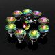 KINGSO 10pcs Colorful Crystal Glass Cupboard Wardrobe Cabinet Drawer Knob Door Pull Handle