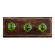 Olive Green Glass Wooden Hooks