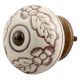 Cream Brown Leaf Flower Etched Ceramic Knob