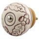 Cream Brown Leaf Flower Etched Ceramic Knob