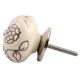 Cream Brown Marigold Etched Ceramic Drawer Knob